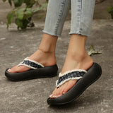Fashion Design Wedge Heel Flip Flops Women Comfortable Clip Toe Platform Slippers Woman 2026 Printed Thick Bottom Sandals Female