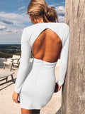 Solid Color Slim Mini Dresses Women 2024 Sexy Deep V-neck Backless Package Hip Bodycon Dress Female Fashion Party Club Vestidos