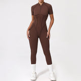 With Zipper Hollow Back Yoga Jumpsuit Sportswear Women Gym Clothes Running Fitness Yoga Backless Bodysuit