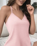 Summer Lace Crochet 2 Pieces Pajamas Set for Women Sleepwear Sleeveless V-Neck Crop Tops and Shorts Sets Casual Loungewear