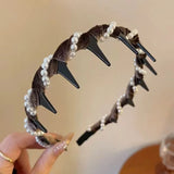 Elegant velvet Fabric Pearl Headband for Woman Temperament Non-slip Hair Band Fashion Girl Face Washing Headband Hair Accessorie