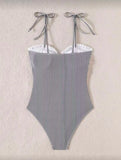 2026 Strappy Swimsuit One Piece Sexy Striped Ruffle Swimwear Women Bathers Bathing Swimming Swim Suit Padded Beachwear Summer
