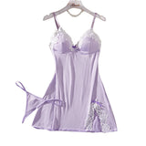 Light Purple Women Nightdress Sexy Lace Bow Lingerie Adult Dress Babydoll Sex Sleepdress Underwear Sets Ladies Erotic Outfits