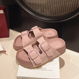 Women Leisure Slippers Retro Trend With Buckles Female Summer Casual Shoes Comfortable Beach Slides Girls Platform Sandals
