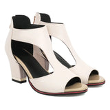 Fish Mouth High Heel Shoes Women's Summer Thick Heel Sandals Waterproof Platform Thick Sole Sexy Slim Back Zipper Hollow