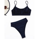 New Sexy Wrinkled Padded Female Swimsuit High Waist Bikini Women Swimwear Two-pieces Bikini Set Bather Bathing Suit Swim V3191