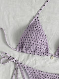 Sexy Purple Polka Dot Print Bikini Set Women Shell Pleate Push Up Bra Bandage Thong Swimsuit 2026 Summer Bathing Suit Swimwear