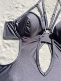 sexy push up glitter grey backless swimsuit one piece underwire hollow bikini swimwear bodysuits women biquini bathing suits