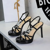 BIGTREE Classic Black Ankle Strap Stiletto Heels Round Toe Open Toe High Heels Women's Versatile Dress Shoesfor All Occasions