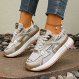 Breathable Mesh Gold Platform Sneakers Women 2026 New Non Slip Lace Up Sports Shoes Woman Silver Thick Bottom Vulcanized Shoes