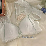 Women's French Ruffle Bralette Set | Wirefree Push Up with Silk Touch Thin Cups for Small Chest | Sweet & Trendy MOYISU Bra S-XL