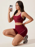 2pcs/set Yoga Sport Bra Shorts Set Sportswear Woman Gym High Waist Seamless Workout Shorts Leggings Activewear Women's Tracksuit
