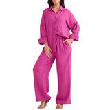 2026 Spring and Summer Casual Suit New Fashion Suit Loose Casual Top Wide Leg Pants Two-piece Set for Women
