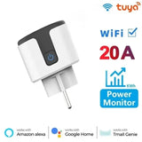 WiFi Smart Plug 16A/20A EU Smart Socket With Power Monitoring Timing Function Works with Tuya Smart Life App Voice Control
