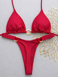 XS - L Halter Metal Ring Mini Thong Bikini Female Swimsuit Women Swimwear Bather Bathing Suit Swim Two-pieces Bikini set K8107