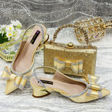 Doershow nice African Shoes And Bag Matching Set With gold Hot Selling Women Italian Shoes And Bag Set For Party Wedding  21-4