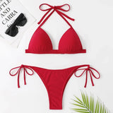 2025 Halter Bra Cup Bikini Women Swimsuit Female Push Up Swimwear Two Pieces Bikini set Brazilian Bather Bathing Suit Swim Lady