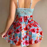 Sexy Nightgown Woman Print Floral Romantic Lingeries Attractive Sleepwear Summer Pajamas Intimate Babydoll New Dresses