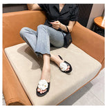 High End Luxury Flower Slippers Women Camellia Shoes Open Toe Slides Femme Outside&Home Pantuflas Sandals Ladies Flip Flops