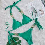 DEKA Sexy Crystal Diamond Swimwear Rhinestone Bikini Set Women Luxury Black Push Up Bandage Thong Swimsuit Beach Bathing Suit