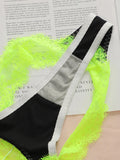 New product color fashionable contrasting design black splicing green lace sexy women's thong women's underwear C3307