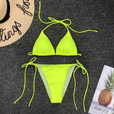 Sexy Neon Extreme Mini Micro String Bikini 2025 Women Swimsuit Female Swimwear Two-Piece Bikini Set Bathing Suit Swim Beach Wear