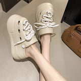 2025 Women Platform Slippers DIY Lace-up Leisure Clogs Summer Garden Shoes Thick Sole Female Home Beach Slides Street Sandals