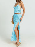 Women Backless Sequined Flower Summer Vest Beaded Halter Top Tie-up Sleeveless Camis Tops for Club Party