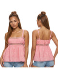 Women's Solid Color Babydoll Tank Tops Summer Stylish Lace Trim Loose Hem Square Neck Spaghetti Strap Sleeveless Camisoles