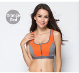 Sports Bra Women Front Zipper Double Inner Cup Push Up Patchwork Tops Female Yoga Fitness Shockproof Vest Sport Bras for Women