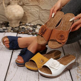 Women Slippers Wedge Slides Women Elegant Platform Slippers Fashion Sandals  Casual Wedges Shoes Women