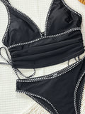 DEKA Black Tankini Set 2026 Swimwear Women V Neck Tank Top Drawstring Side High Waist Shorts Two Piece Swimsuit