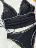 DEKA Black Tankini Set 2026 Swimwear Women V Neck Tank Top Drawstring Side High Waist Shorts Two Piece Swimsuit