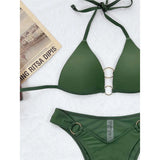 Sexy Halter Bikini Push Up Swimsuit Female Swimwear Women Two-Pieces Bikini Set With Bra Cup Bather Bathing Suit Swim Lady V3433