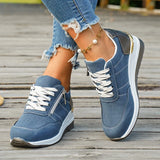 Plus Size 44 Platform Casual Sneakers for Women Lace Up Anti Slip Thick Sole Sport Shoes Woman 2026 Spring Zipper Walking Shoes