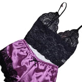 Summer Sexy 2 Pieces Pajamas Set for Women Sleepwear Lingerie Lace Silk Crop Tops and Shorts Sets Casual Nightwear Pijamas