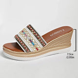 Bohemian Style Wedges Sandals for Women 2026 Summer High Heels Platform Slippers Woman Plus Size 43 Thick Sole Rome Sandals