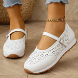 White Hollow Out Platform Sneakers Women 2025 Plus Size 36-43 Breathable Sports Shoes Woman Comfort Non Slip Walking Flats Mujer