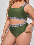 0XL - 4XL Splicing Bikini Large Size Swimwear Plus Size Women Swimsuit Female Two-pieces Bikini set Bather Bathing Suit K3785