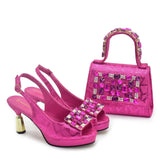 Doershow African fashion Italian Shoes And Bag Sets For Evening Party With Stones PEACH Italian Handbags Match Bags!  HQ1-1