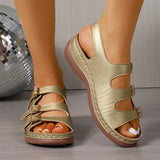 Fashion Buckle Decor Platform Sandals Women Plus Size 43 Summer Wedges Gladiator Sandals Woman Open Toe Thick Sole Beach Sandles