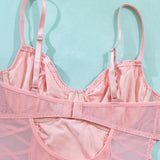 New Pink Sequin Hollow Out Bodysuits Elegant Backless Deep V Suspenders Sleeveless Bodysuits For Women Transparent Charming ZHAN