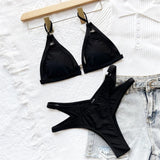 Sexy Cut Out Strappy High Cut Bikini Women Swimwear Female Swimsuit Two-Pieces Bikini Set Bather Bathing Suit Swim Lady V3863