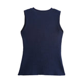 Foridol Gold Button Knitted Tank Top Women Autumn Winter Burgundy Short Vest Sleeveless V Neck Chic New Fashion Tops