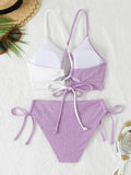 2026 Drawstring Triangle Bikini Women Sexy Color Block Swimwear Female Strappy Swimsuit Bathers Bathing Swimming Swim Suit