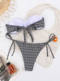 DEKA Women's Strapless Bikini Set Swimsuit 2-piece Suit Black White Patchwork Push Up Thong Beach Hot Spring New Swimwear