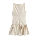 Foridol Bowknot Pleated Tank Short Dress for Women Sleeveless Casual Party Short Dress Female Casual Autumn Winter Dress