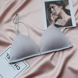 MOYISU Desire Sexy Girl Underwear Front Buckle Thin Shoulder Triangle Cup Thin Back Without Underwire Sexy Simple Bra Small Bra