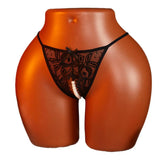 Hot Sexy Mesh Hollow Female Lingerie Transparent Crotchless Women Lace Open Crotch Beading Panties Underwear Erotic Costume