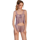 Pure Desire Home Wear Set New Sweet Style Camisole Shorts Pajamas Thin Sexy Ice Silk Home Wear Two-Piece Casual Style Sets N5GK
